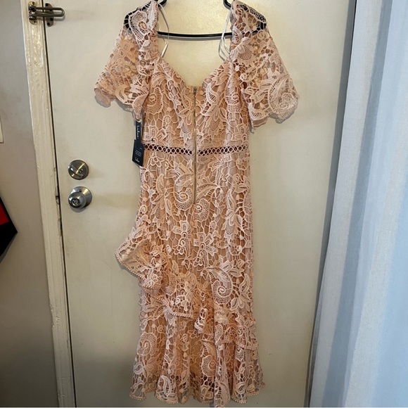 Lulus Briarwood Blush Pink Lace Ruffled
Midi Dress - Picture 7 of 8